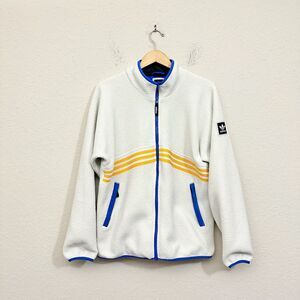 ADIDAS ORIGINALS Trefoil Logo Sherpa Full Zip Jacket in White #EE0309